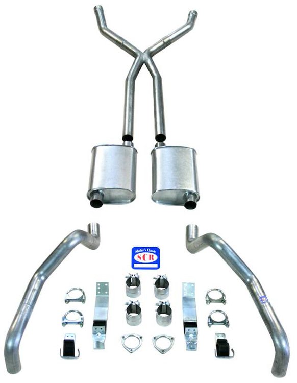 23030S 1967-1969 Camaro X-Style 2-1/2 in. Exhaust System w/ Small Block Long Style Headers, 304 Stainless Steel