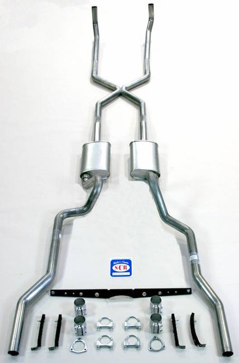 63111S 1955-1957 Chevrolet Full-Size X-Style 2-1/2 in. Exhaust System, 304 Stainless Steel