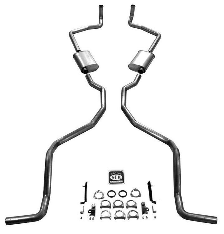 73073S 1959 El Camino & SW exc. 9-Pass 348 Dual Exhaust System w/ 2-1/2 in. Exhaust Pipes/Tailpipes, 304 Stainless Steel