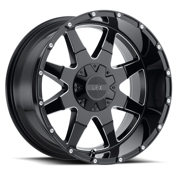 G-FX T12 790-5008-12 GBM TR-12 Wheel [Size: 17" x 9"] Finish: Gloss Black Milled