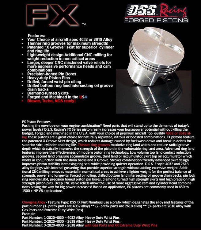 K2-2943-4060 FX-Series Dish Top Piston Set for 1999-2019 Chevy LS, 4.060 in. Bore, -15cc Volume [OEMStroker]