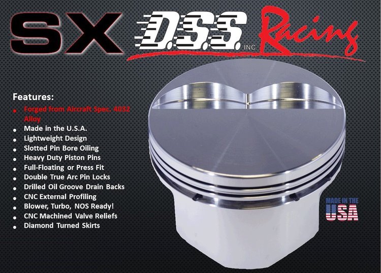 K8860-4060 SX-Series Flat Top Piston Set for 1962-2001 Small Block Ford 289-302, 4.060 in. Bore, -5cc Volume [Stroker]