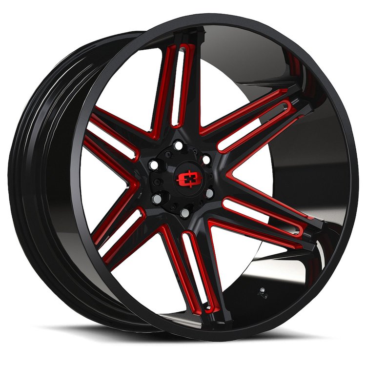 363-22285GBMR-51 363 Series Wheel [Size: 22" x 12"] Gloss Black Milled Spoke w/ Red Tint Finish