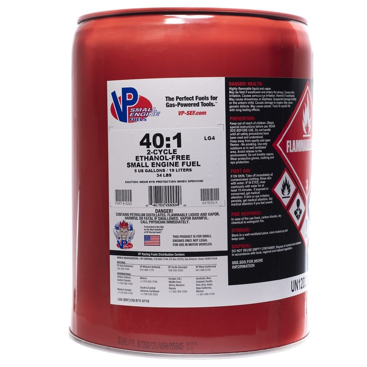 6292 40:1 Premixed Small Engine Fuels, 5-Gallon Pail