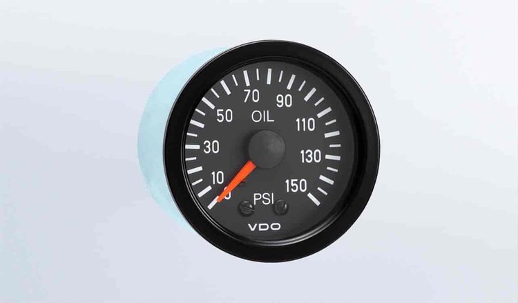 Vision Black 150 PSI Mechanical Oil Pressure Gauge with Tubing Kit and US Thread Adapters 12V