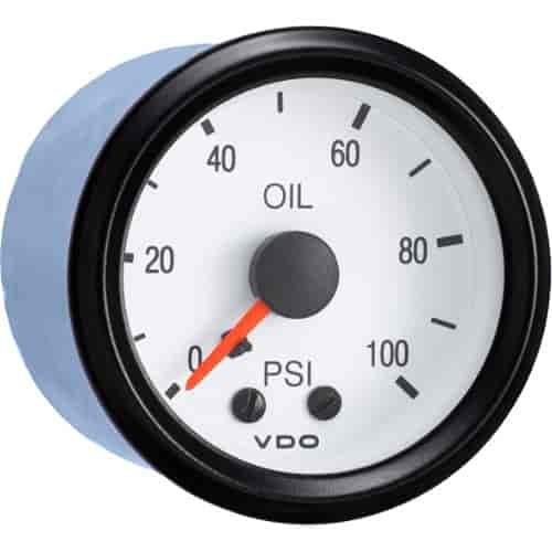 Cockpit White 100 PSI Mechanical Oil Pressure Gauge with Tubing Kit and US Thread Adapters