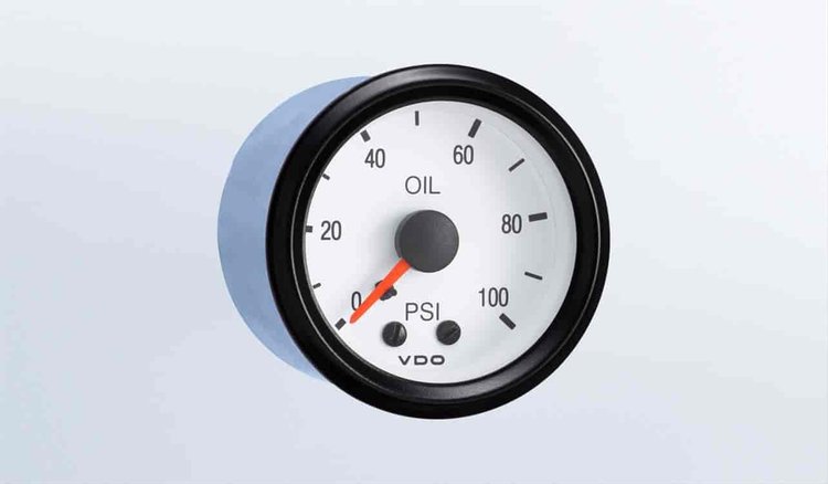 Cockpit White 100 PSI Mechanical Oil Pressure Gauge with Tubing Kit and Metric Thread Adapters