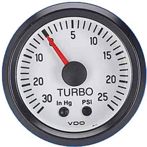 Cockpit White Turbo/Boost Gauge 30 Hg/25 psi