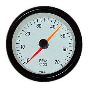 Cockpit White 3-3/8" Tachometer 7000 RPM