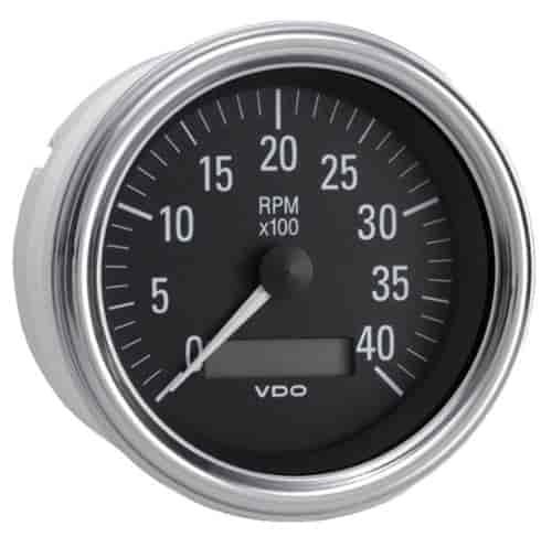 Series 1 4 000 RPM 3 3/8 Tachometer with Hourmeter 12/24V