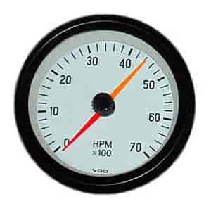 Cockpit White 3-3/8" Tachometer 7000 RPM