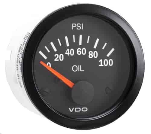 Vision Black 100 PSI Oil Pressure Gauge Use with US Sender 12V