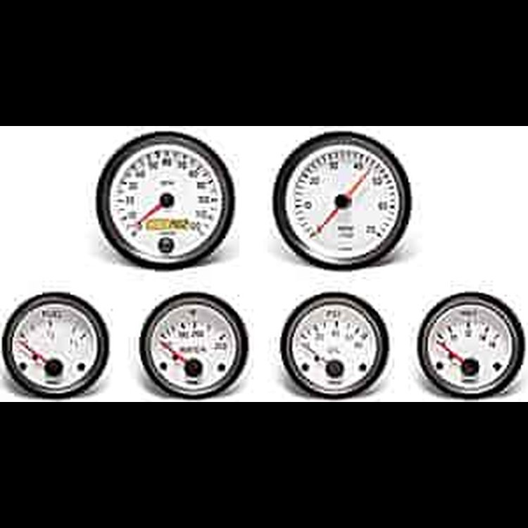 Cockpit White Instrument Kit 6 Gauge Kit w/GM Transmission Sender