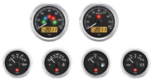 Viewline Onyx 6 Instrument Kit with GM Transmission Sender 3 3/8 Speedometer / Tachometer and Chrome Bezels