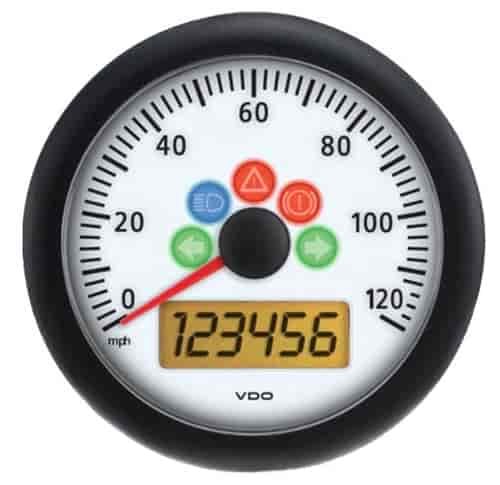 Viewline Ivory 120mph 3 3/8 85mm Electronic Speedometer 12/24