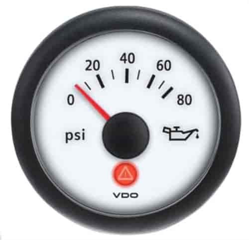 Viewline Ivory 80 PSI Oil Pressure Gauge 12/24
