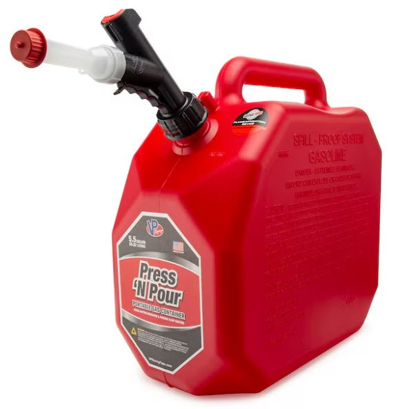 3839 Press 'N Pour Gas Can [5.5 Gallon, Self-Venting Push-Button Spout, FlexFMD, Red]