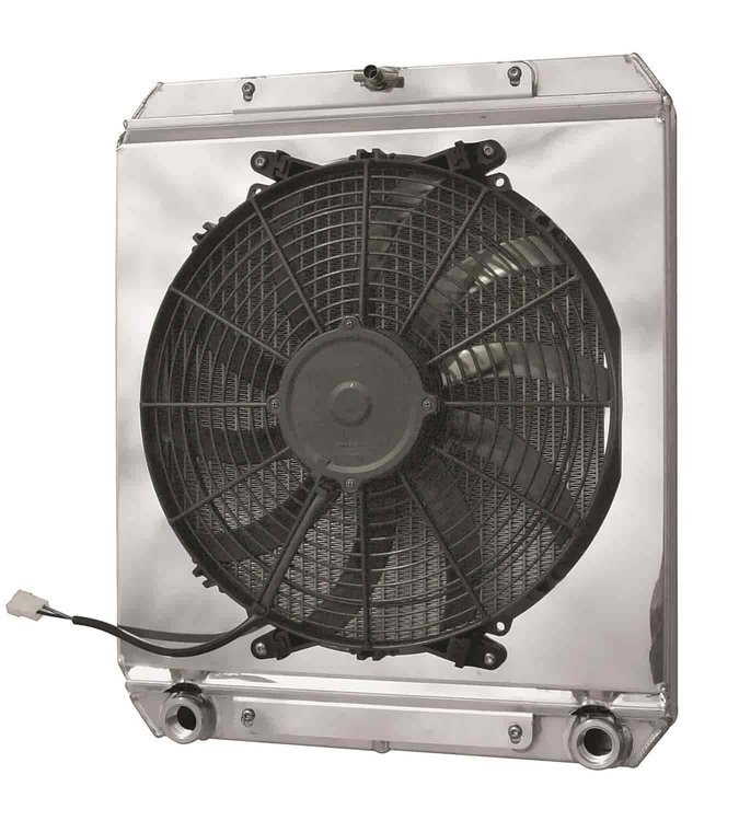 Scirocco-Style Aluminum Drag Race Radiator with Fan/Shroud Combo