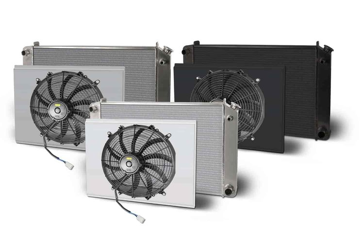 Direct-Fit Satin Aluminum Radiator with Single Fan and Shroud  [1967-1969 Chevy Camaro Small Block V8]