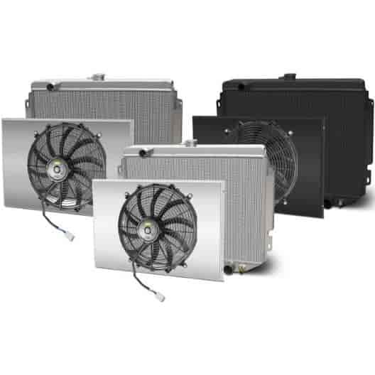 Direct-Fit Black Aluminum Radiator with Single Fan and Shroud [1966-1967 Chevy Chevelle] Small Block/Big Block V8