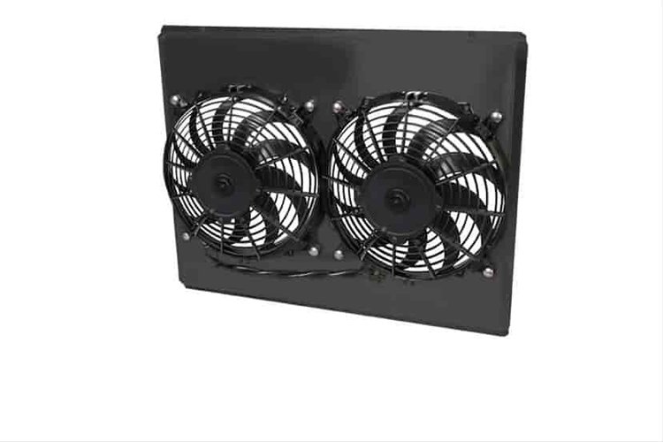 Dual Electric Fans and Black Aluminum Radiator Shroud Kit [1982-1992 Chevy Camaro w/Trans Cooler]
