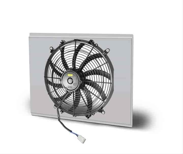 Single Electric Fan and Satin Aluminum Radiator Shroud Kit [1982-1992 Chevy Camaro w/Trans Cooler]