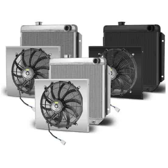 Direct-Fit Black Aluminum Radiator with Single Fan and Shroud [1964 1/2-1966 Ford Mustang]