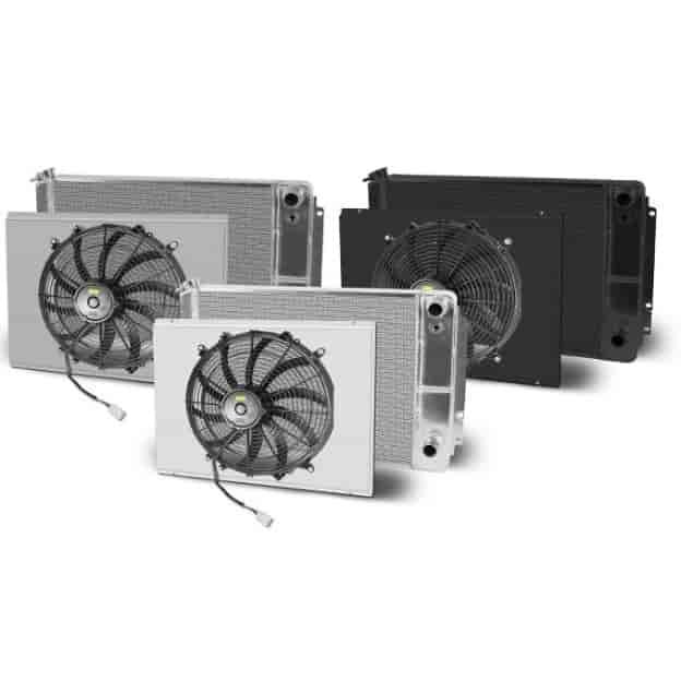 Direct-Fit LS Swap Satin Aluminum Radiator with Single Fan and Shroud [1966-1967 Chevy Chevelle]