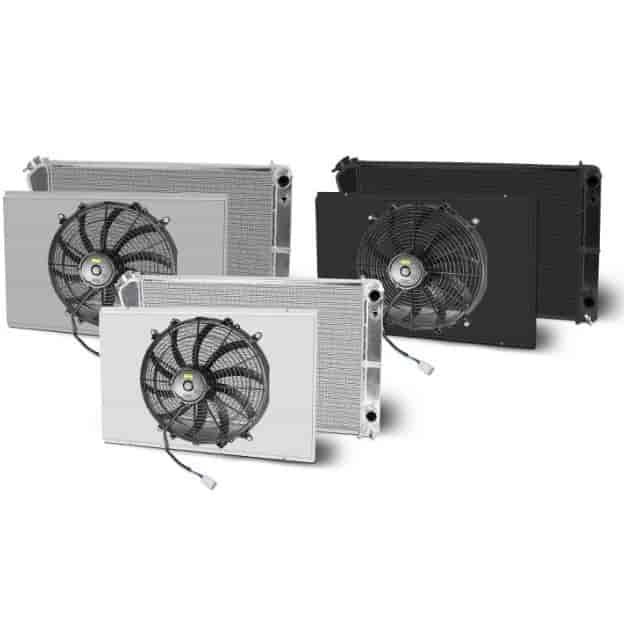 Direct-Fit LS Swap Satin Aluminum Radiator with Single Fan and Shroud [1968-1977 GM A-Body/B-Body]