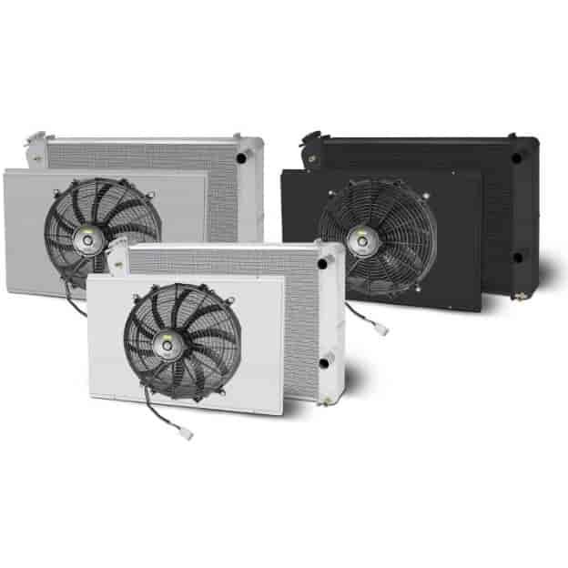 Direct-Fit LS Swap Satin Aluminum Radiator with Single Fan and Shroud [1978-1988 GM A-Body, G-Body, 1980-1986 Impala/Caprice]