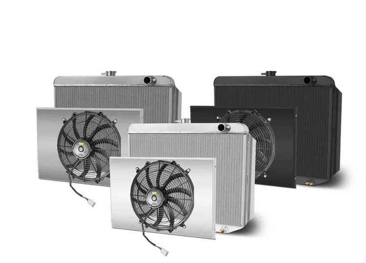 Direct-Fit Satin Aluminum Radiator with Single Fan and Shroud [Chrysler A-Body, B-Body, E-Body]