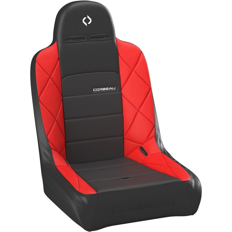 26470W Baja JP Fixed-Back Suspension Seat, Wide [Black Vinyl/Red HD Vinyl]