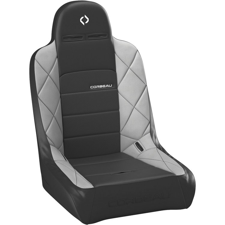 26490W Baja JP Fixed-Back Suspension Seat, Wide [Black Vinyl/Grey HD Vinyl]
