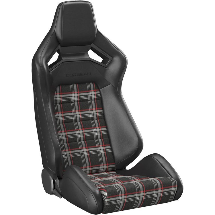 55022PR RRX Reclining Seats [Black Vinyl/Red Plaid]