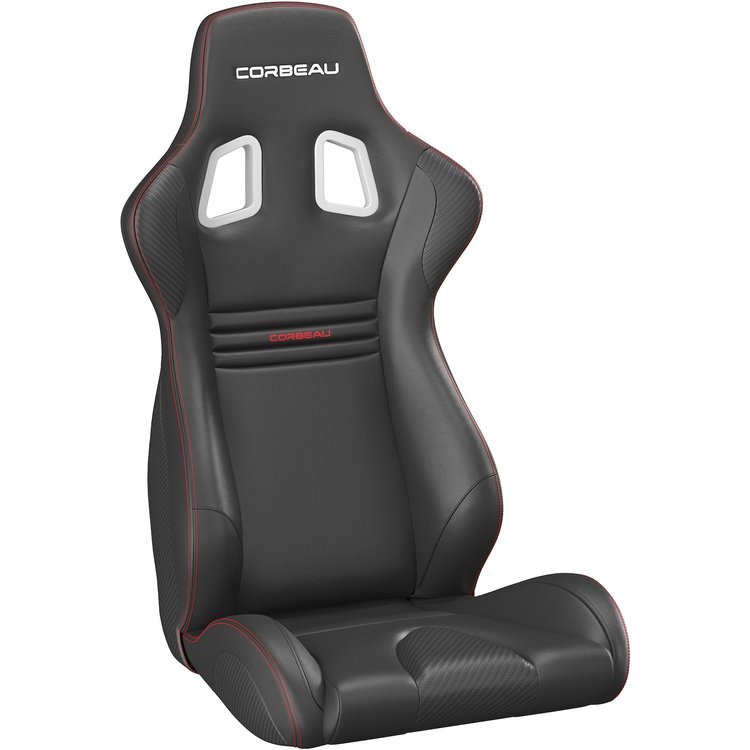 64901F Evolution X Fixed-Back Racing Seat [Black/Carbon Vinyl Red Stitch]