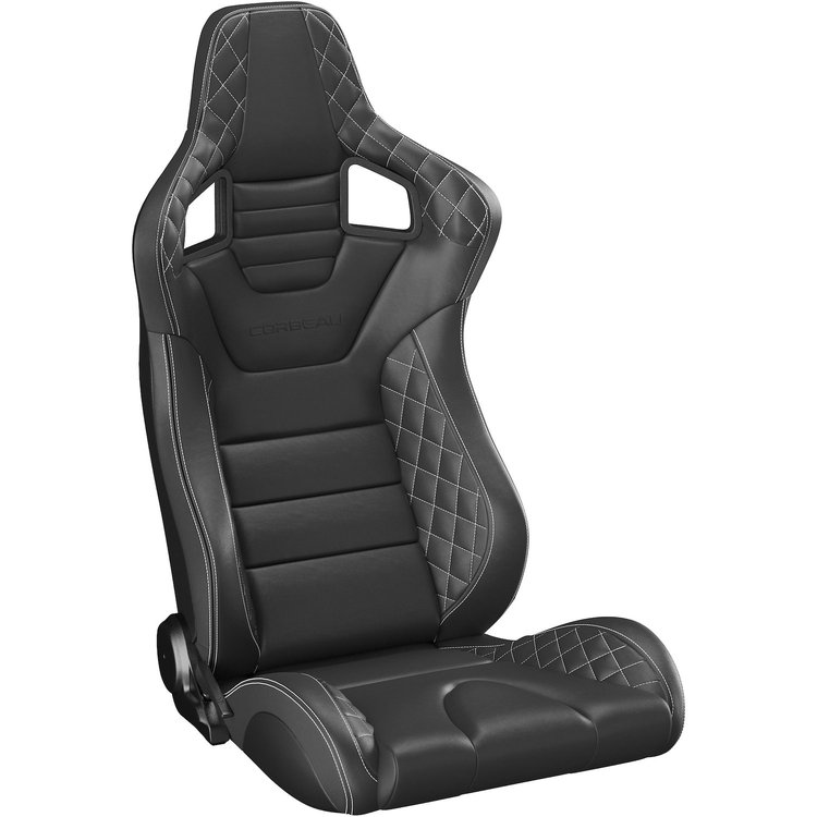 74901DSWPR RRS Reclining Seats [Black Vinyl Diamond/White Stitch]