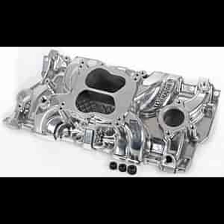 Street Warrior Aluminum Intake Manifold Small Block Chevy 262-400 with 1987-Up Cast Iron Heads