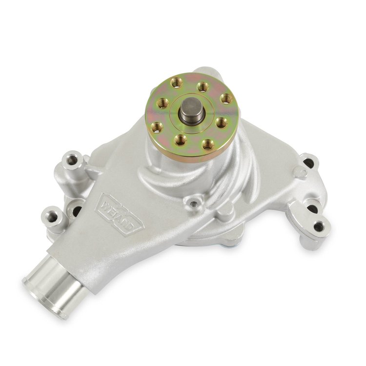 Action +Plus Aluminum Water Pump for 1969-1996 Chevy Small Block Long [Twisted Snout, Satin]