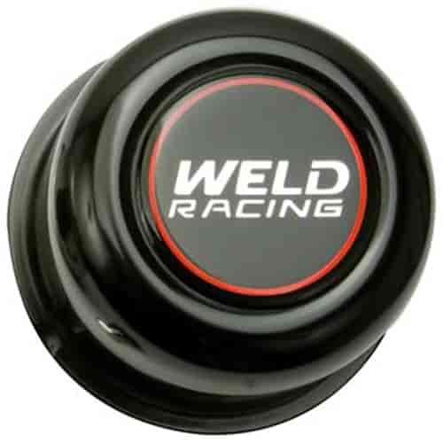 Dome Push-Through Center Cap Black Aluminum with Weld Logo