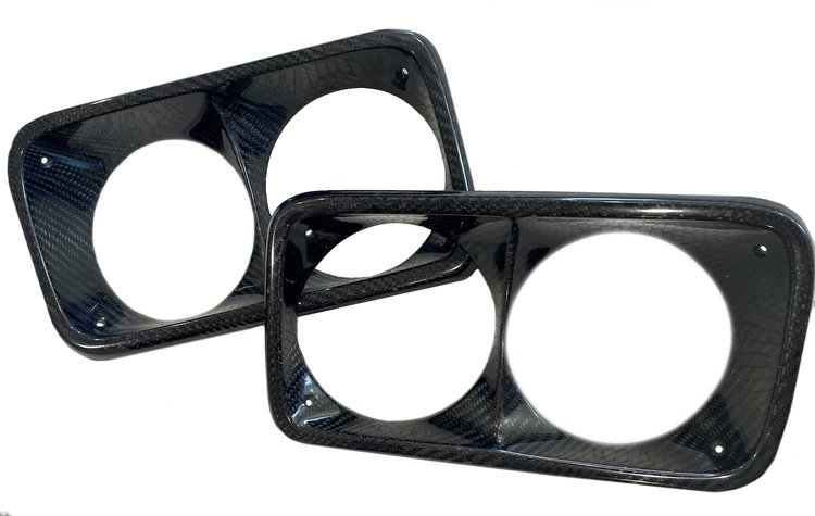 SQ0943946 Carbon Fiber Headlight Bezels 1967-1972 GMC C10 Truck, Carbon Fiber [High Gloss Clear]