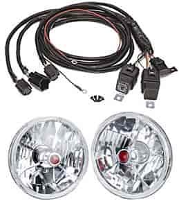Tri-Bar 5-3/4" Round Headlight Kit Includes: Tri-Bar 5-3/4" Round Headlight - Center Dot: Red