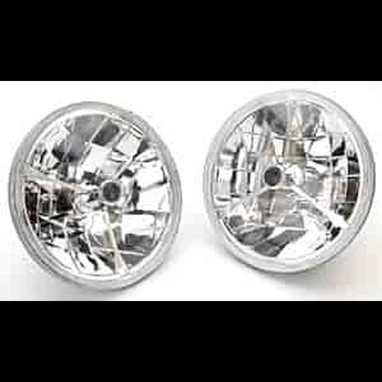 Tri-Bar 7" Round Headlights Center Dot: Black