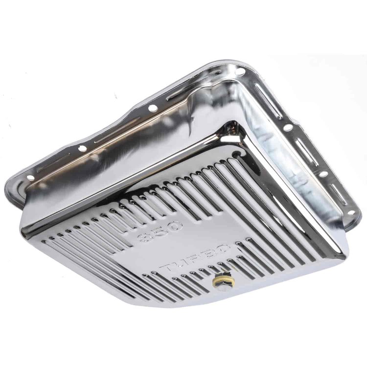 CHROME GM TURBO 350 TRANSMISSION PAN (FINNED)