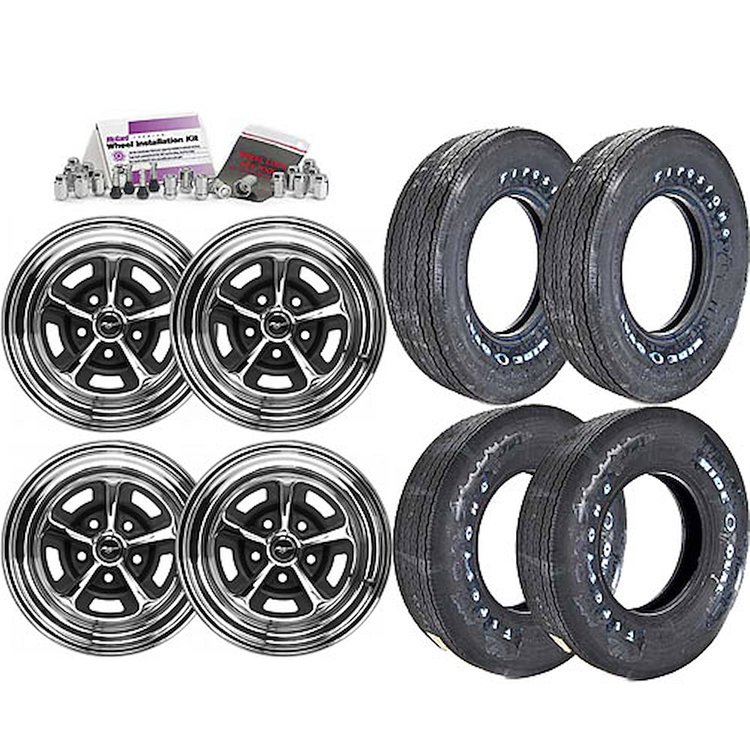14" Magnum 500 Wheel & Tire Kit 1965-73 Mustang w/5-lug Includes