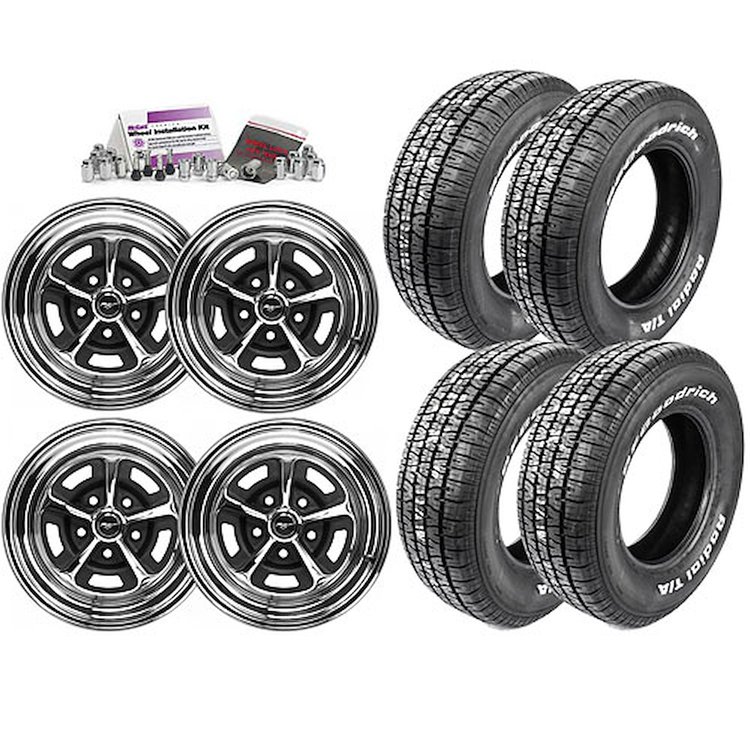15" Magnum 500 Wheel & Tire Kit 1965-73 Mustang w/5-lug Includes