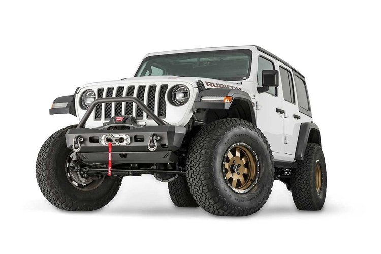 Elite Series Stubby Front Bumper with Grille Guard for 2018-2019 Jeep Wrangler JL