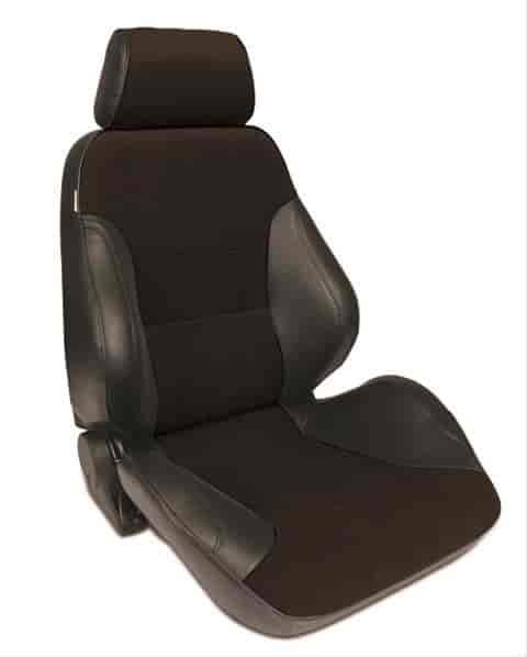 Rally Smooth Back Recliner Left Black Vinyl Sides Black Velour Insert