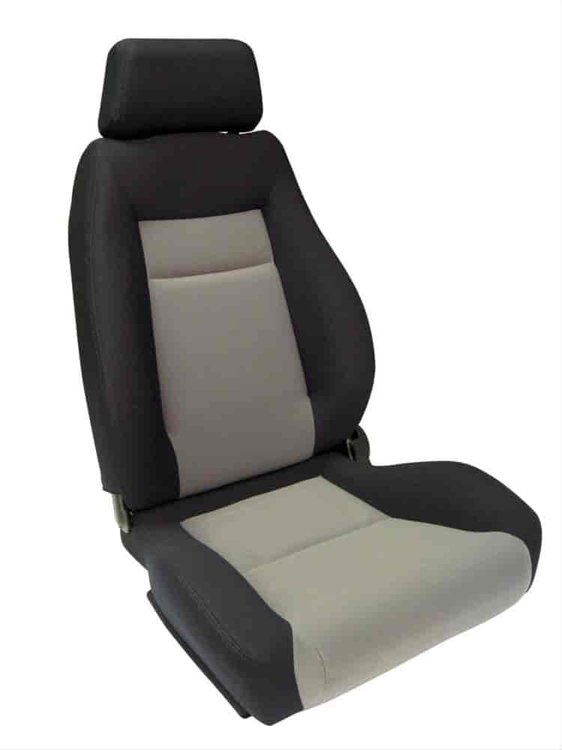 Elite Recliner Left Black Velour Sides Grey Velour Insert