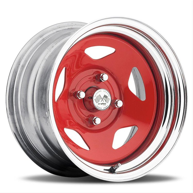 021 SERIES 14X6 4X4.5 Bolt Circle 3 Backspacing 13mm Offset 2.66 Centerbore RED/CHROME Finish