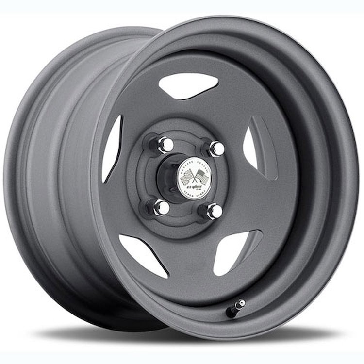 PAINTED STAR FWD DRIFTER GUN METAL 16 x 8 4 x 100 Bolt Circle 45 Back Spacing 0 offset 266 Center Bore 1400 lbs Load Rating
